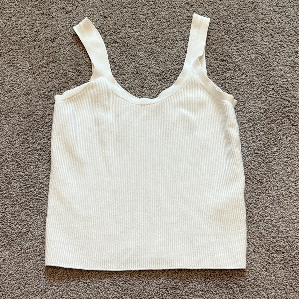 Abercrombie & Fitch White Ribbed Tank Top - Size Large